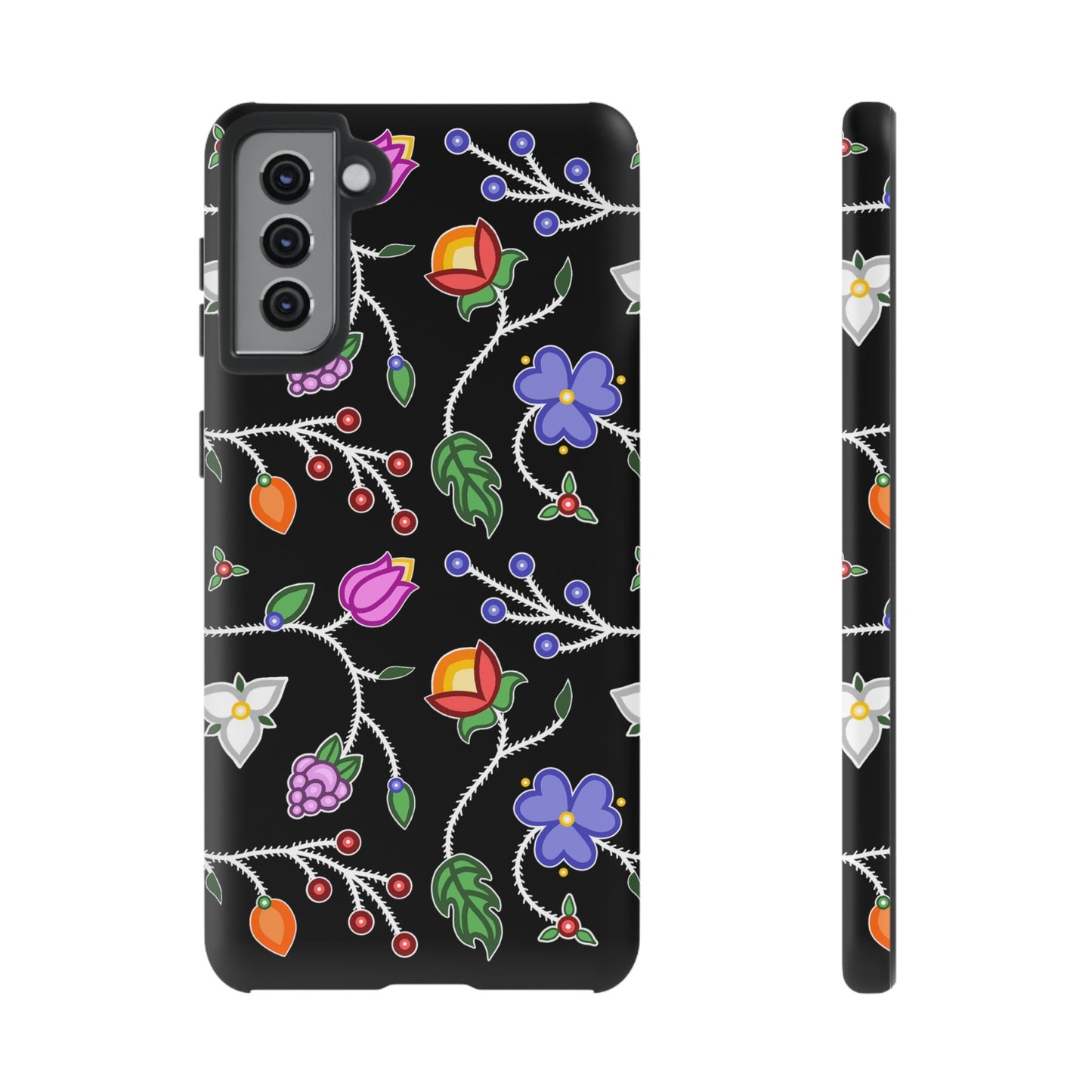 Ojibwe Floral Tough Phone Cases - Black