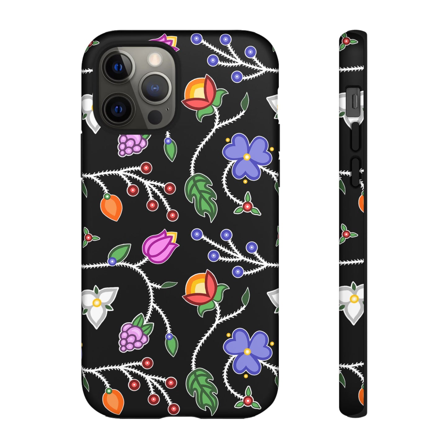 Ojibwe Floral Tough Phone Cases - Black