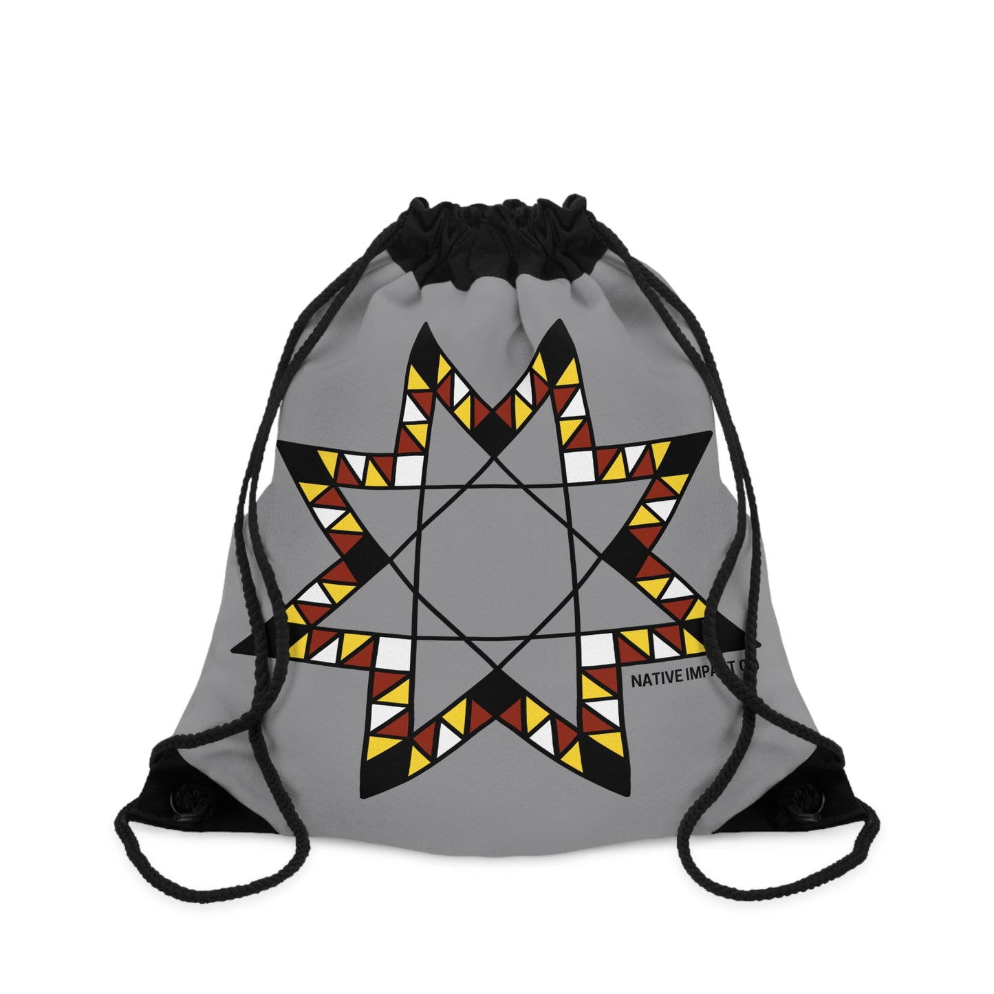 Star Quilt Inspired Fire Colors Geometric Design - Drawstring Bag