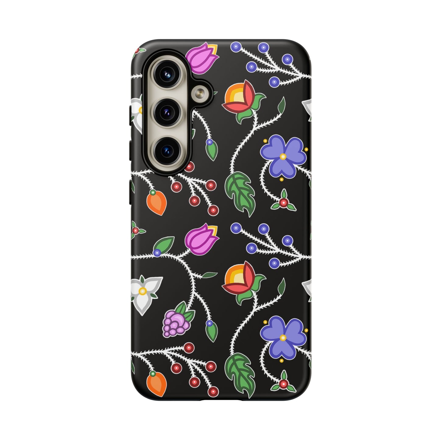 Ojibwe Floral Tough Phone Cases - Black