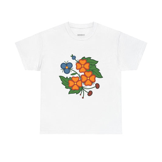 Orange & Blue Ojibwe Florals - Unisex Gildan Heavy Cotton Tee