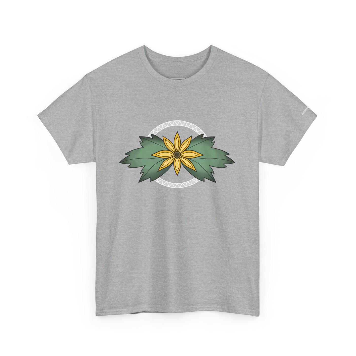 Ojibwe Floral Sunflower Chest Design - Unisex Gildan Heavy Cotton Tee