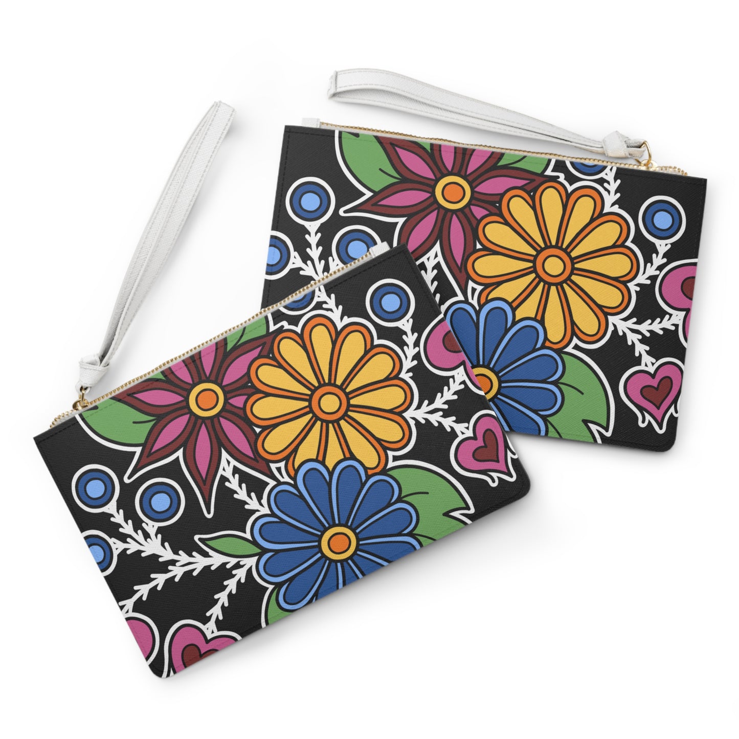 Woodland Hearts & Berries Design Ojibwe Floral Clutch Bag