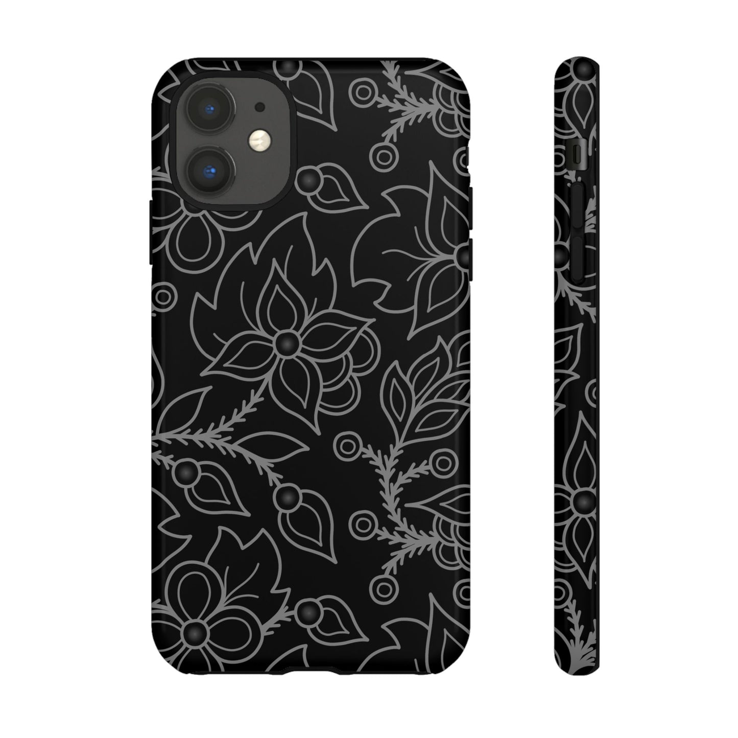 Woodland Ojibwe Floral All-Over-Print Design - Tough Phone Cases - White