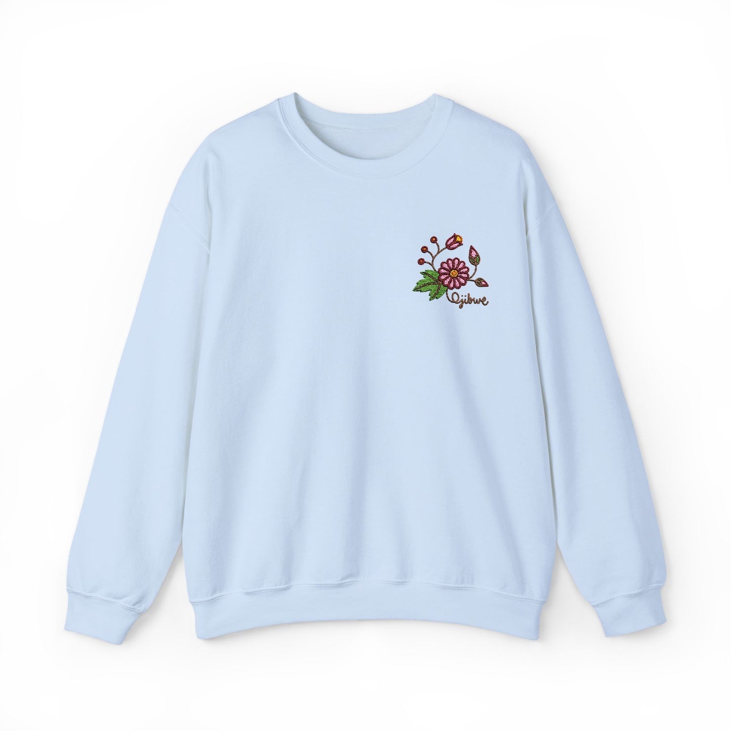 Ojibwe Pride Woodland Floral Embroidery Design - Unisex Gildan Heavy Blend™ Crewneck Sweatshirt