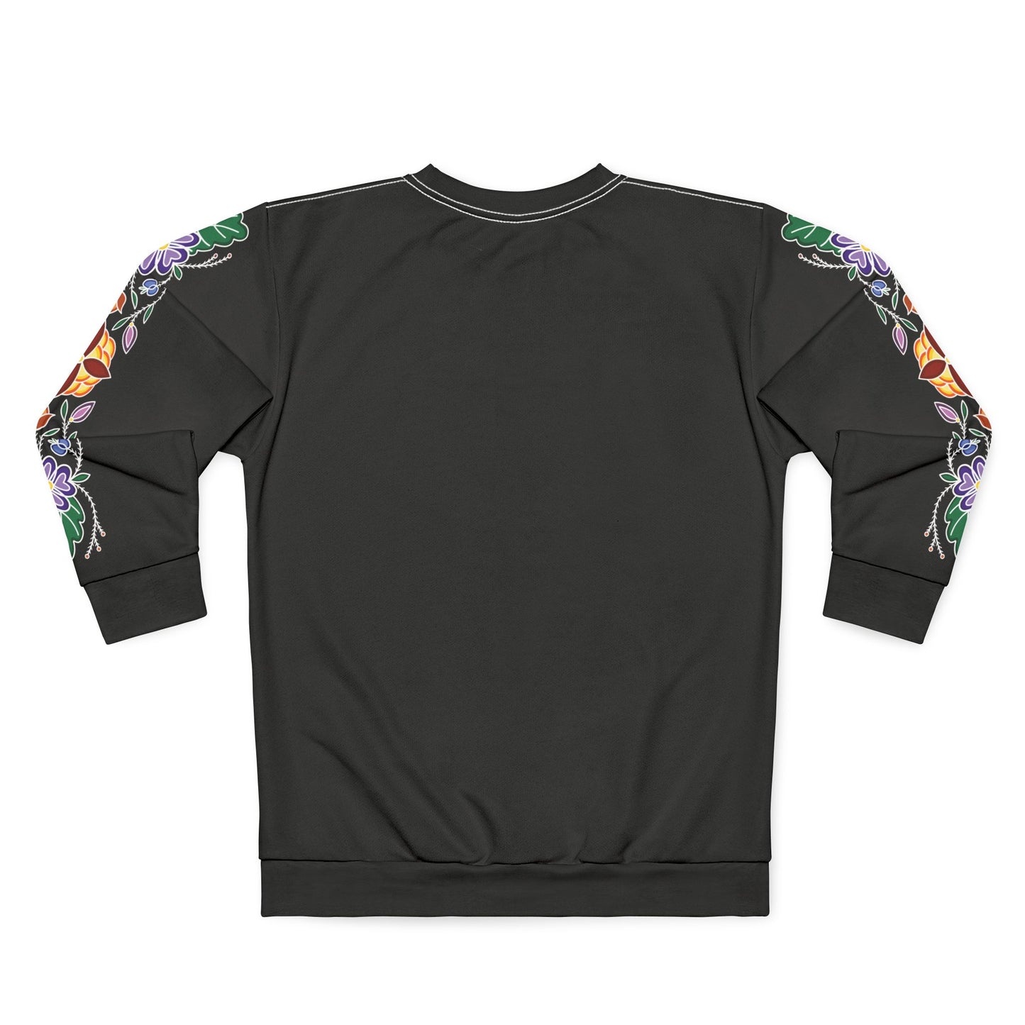 Niibin (Summer) Inspired Woodland Ojibwe Floral  Sleeve Design - Unisex Sweatshirt - Black