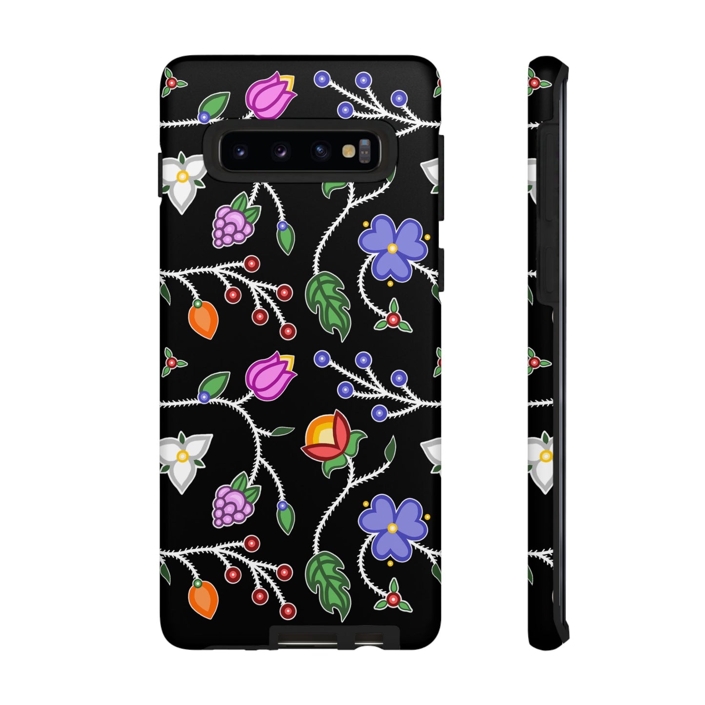 Ojibwe Floral Tough Phone Cases - Black