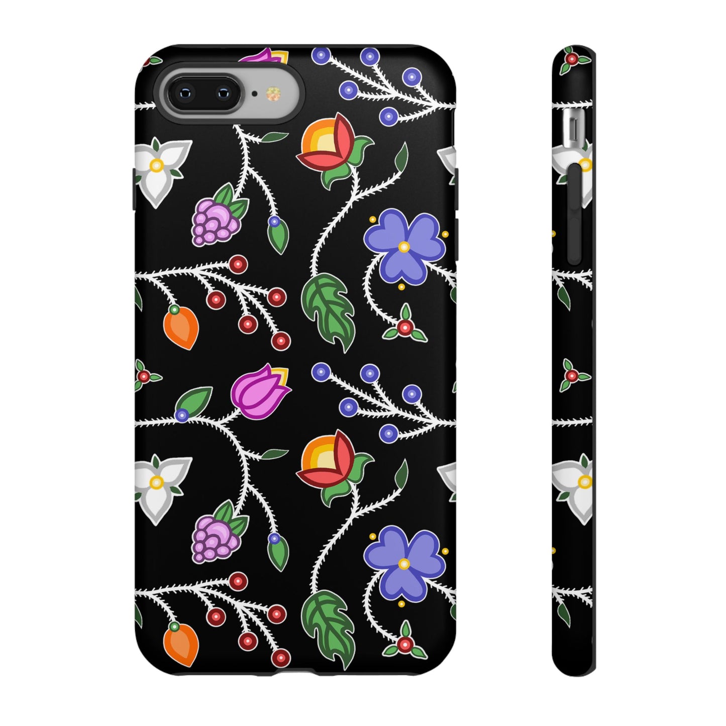 Ojibwe Floral Tough Phone Cases - Black