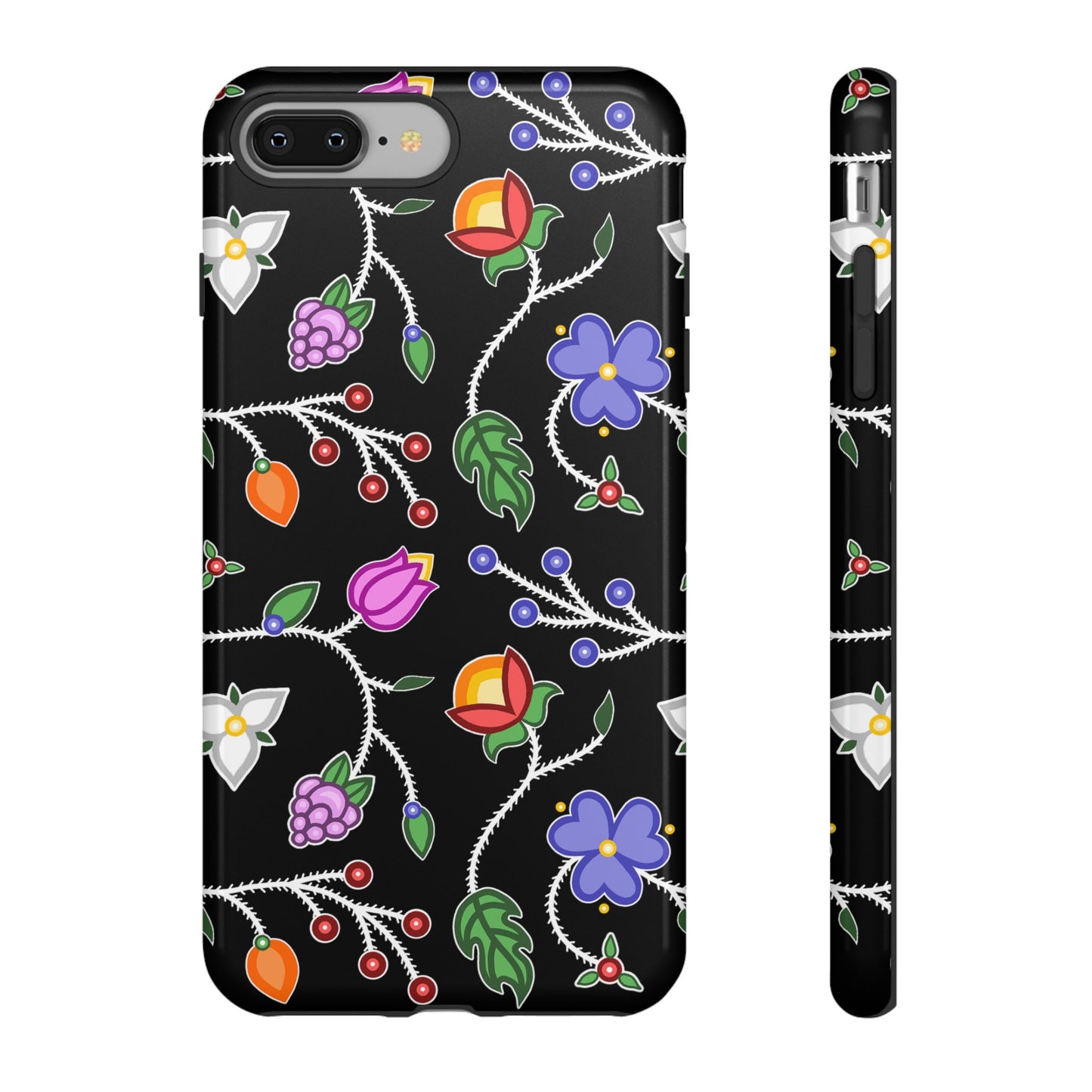 Ojibwe Floral Tough Phone Cases - Black