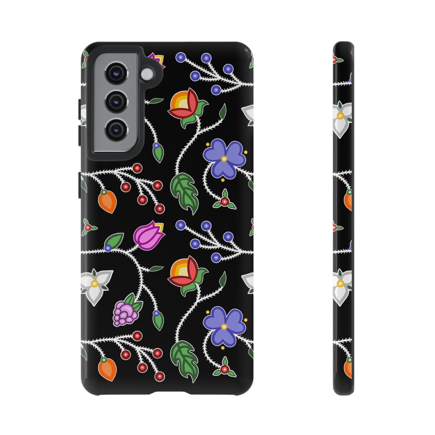 Ojibwe Floral Tough Phone Cases - Black