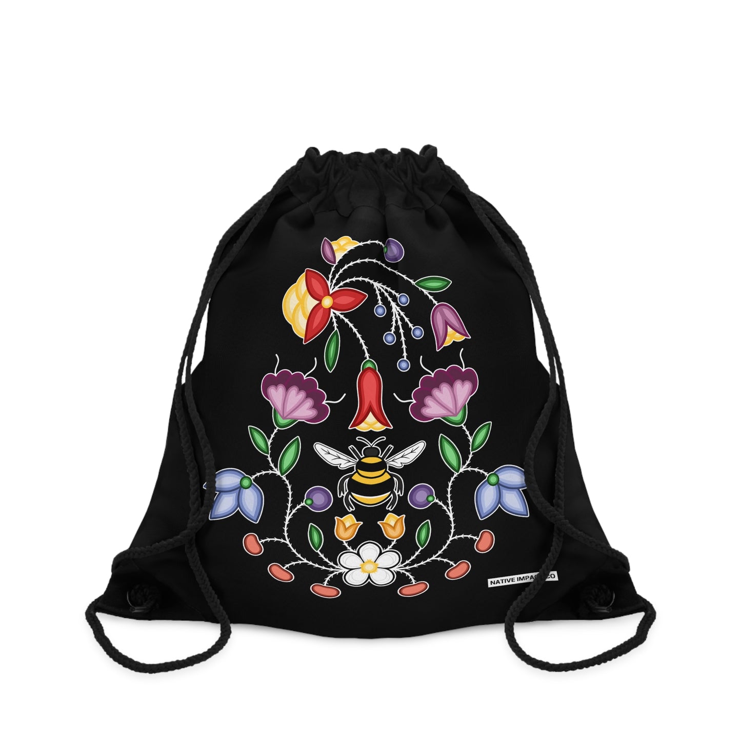 Aamoo / Bee Ojibwe Floral - Drawstring Bag