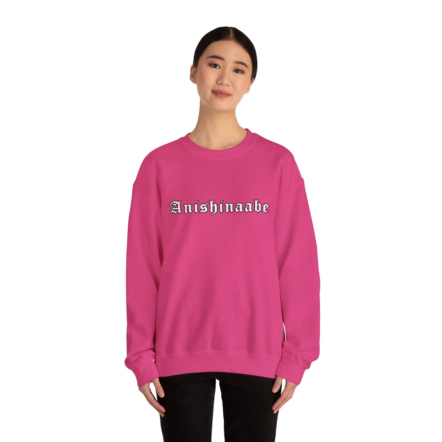 Anishinaabe Old English Text Design - Unisex Gildan Heavy Blend™ Crewneck Sweatshirt