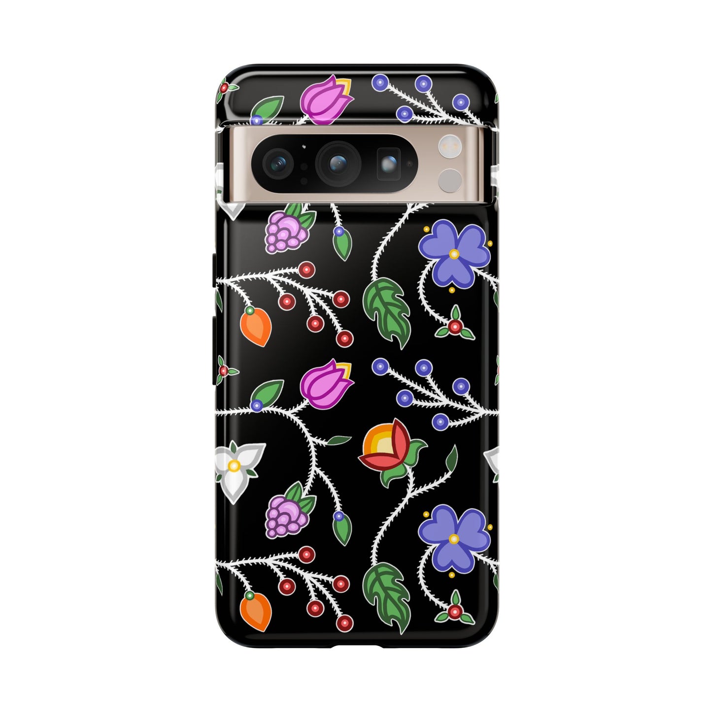 Ojibwe Floral Tough Phone Cases - Black