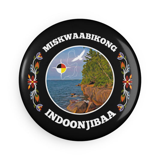 Red Cliff Shoreline & Ojibwe Florals - Button Magnet, Round (1 & 10 pcs)