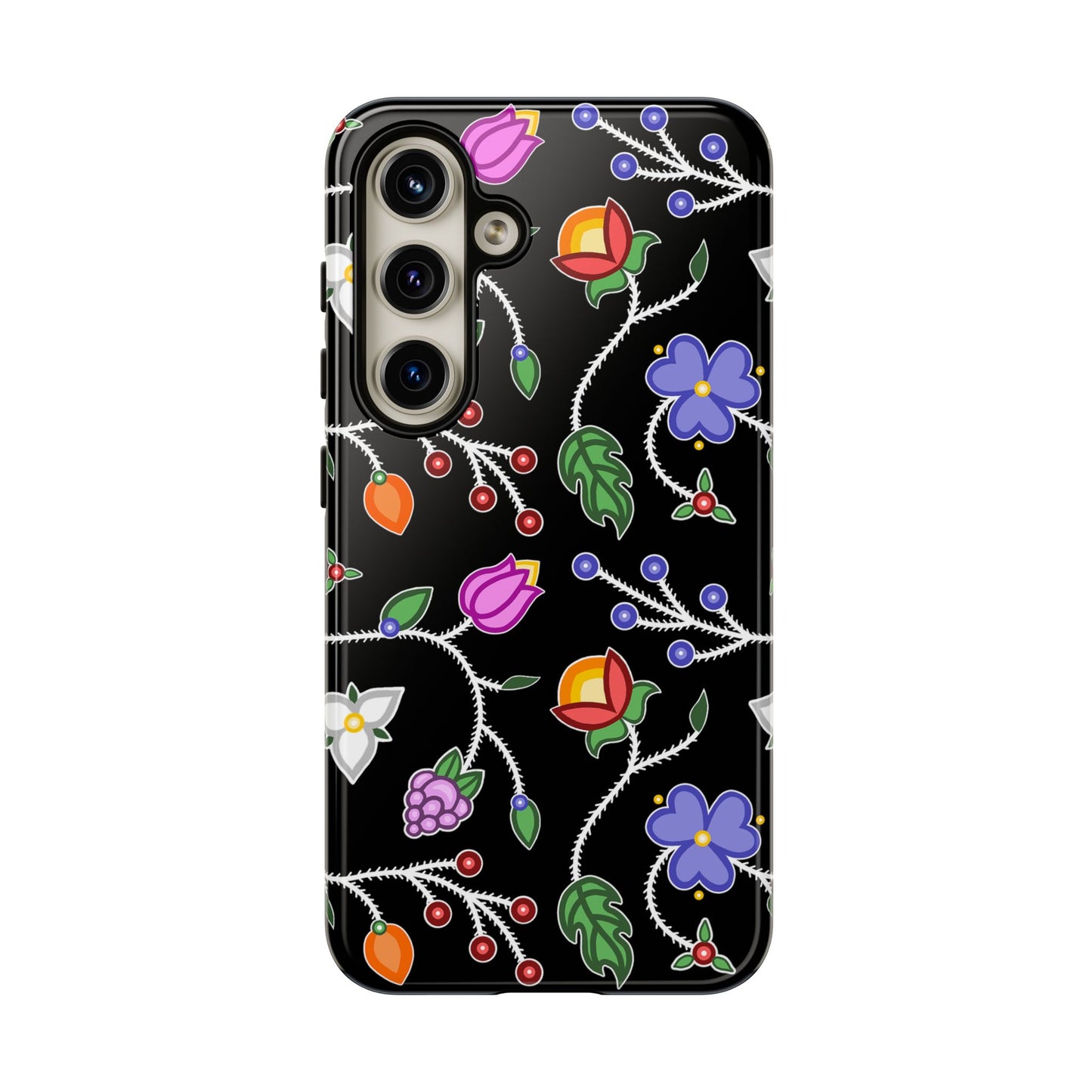 Ojibwe Floral Tough Phone Cases - Black