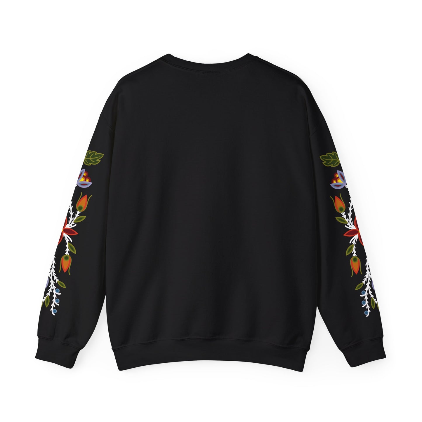 Miskwaabikong Indoonjibaa - Red Cliff Ojibwe Floral Sleeve Design - Unisex Heavy Blend™ Crewneck Sweatshirt