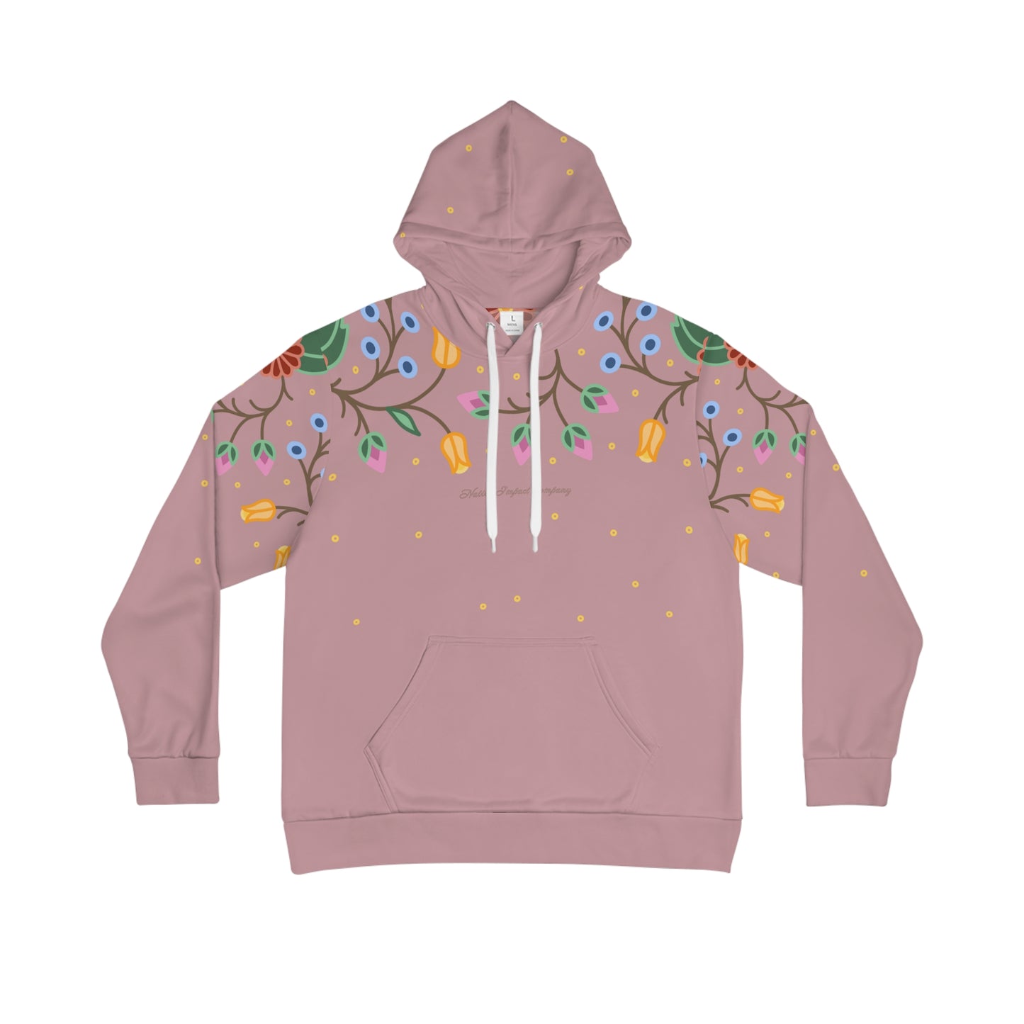 Traditional Style Ojibwe Florals & Sequins - All-Over-Print Hoodie - Dusty Rose