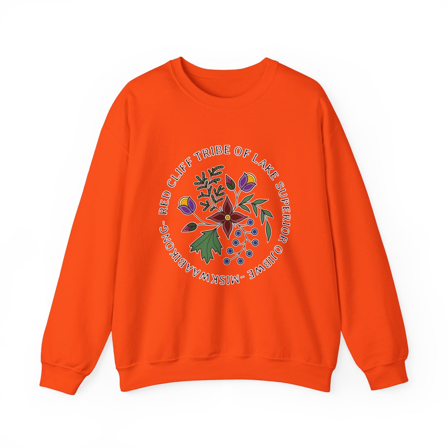 Red Cliff Tribe of Lake Superior Ojibwe Floral Design - Unisex Heavy Blend™ Crewneck Sweatshirt