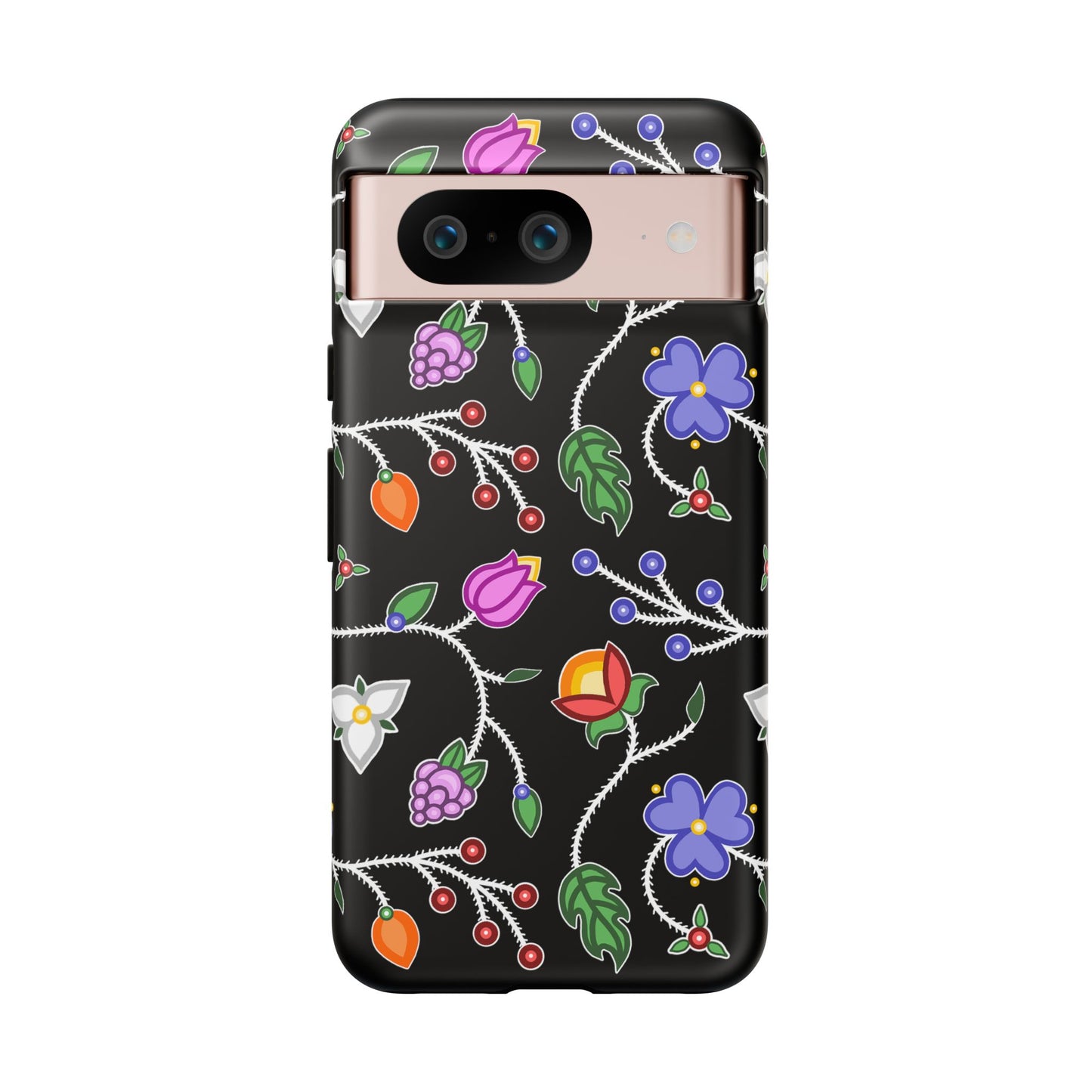 Ojibwe Floral Tough Phone Cases - Black