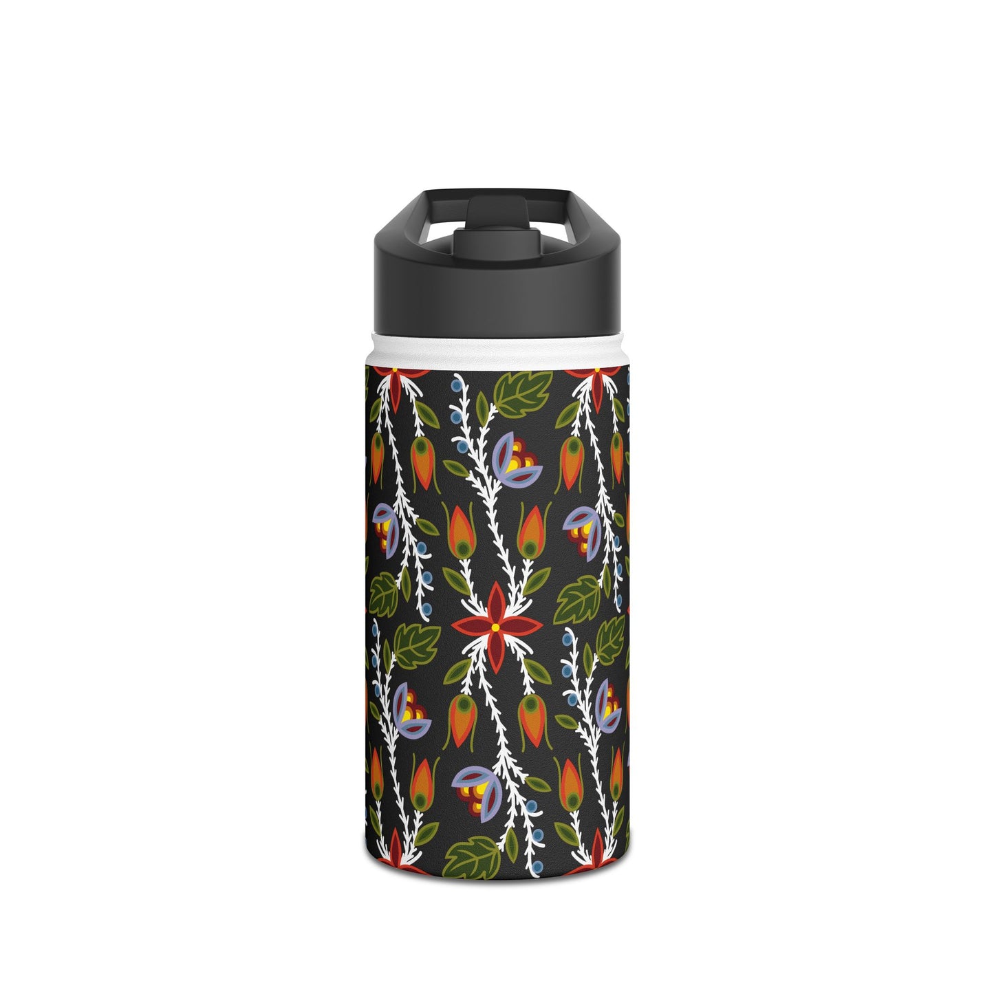 Ojibwe Floral Design - Stainless Steel Water Bottle, Standard Lid