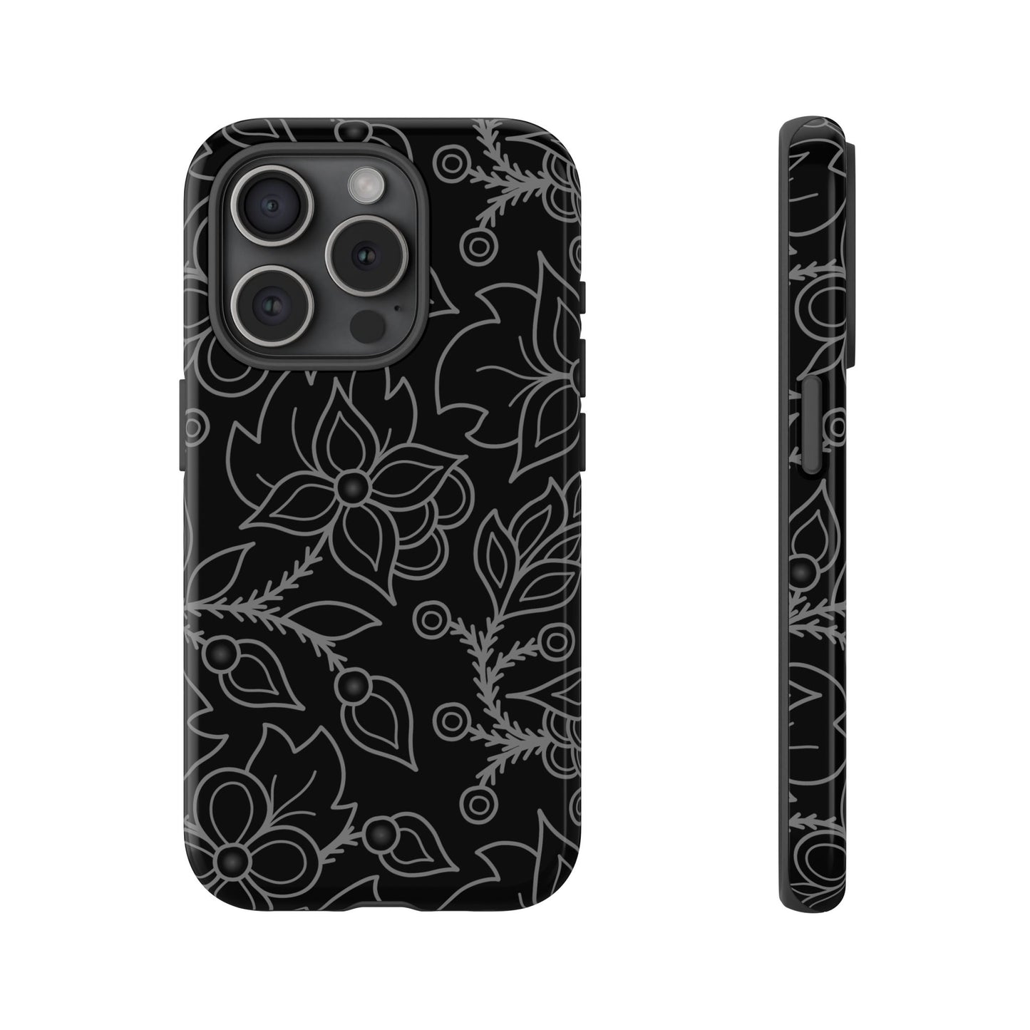 Woodland Ojibwe Floral All-Over-Print Design - Tough Phone Cases - White