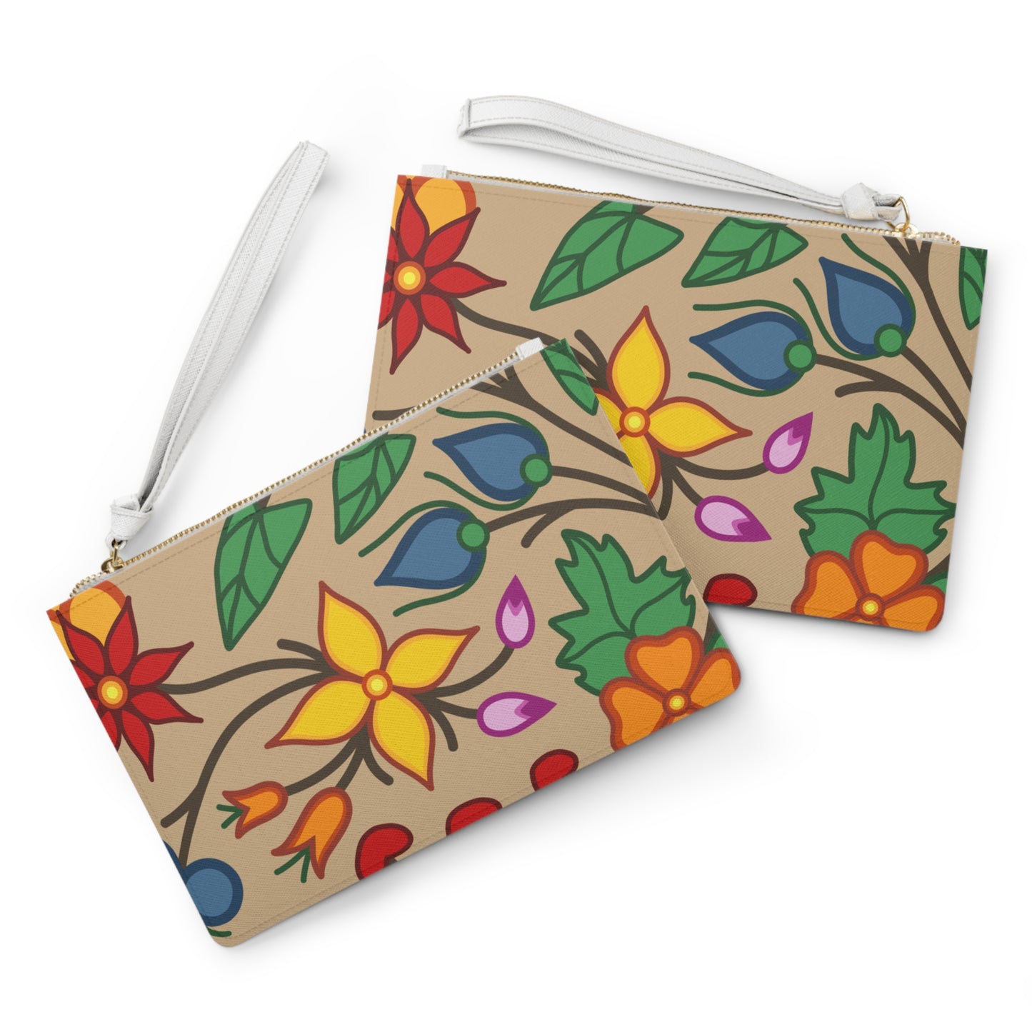 Woodland Design Ojibwe Floral Clutch Bag - Beige