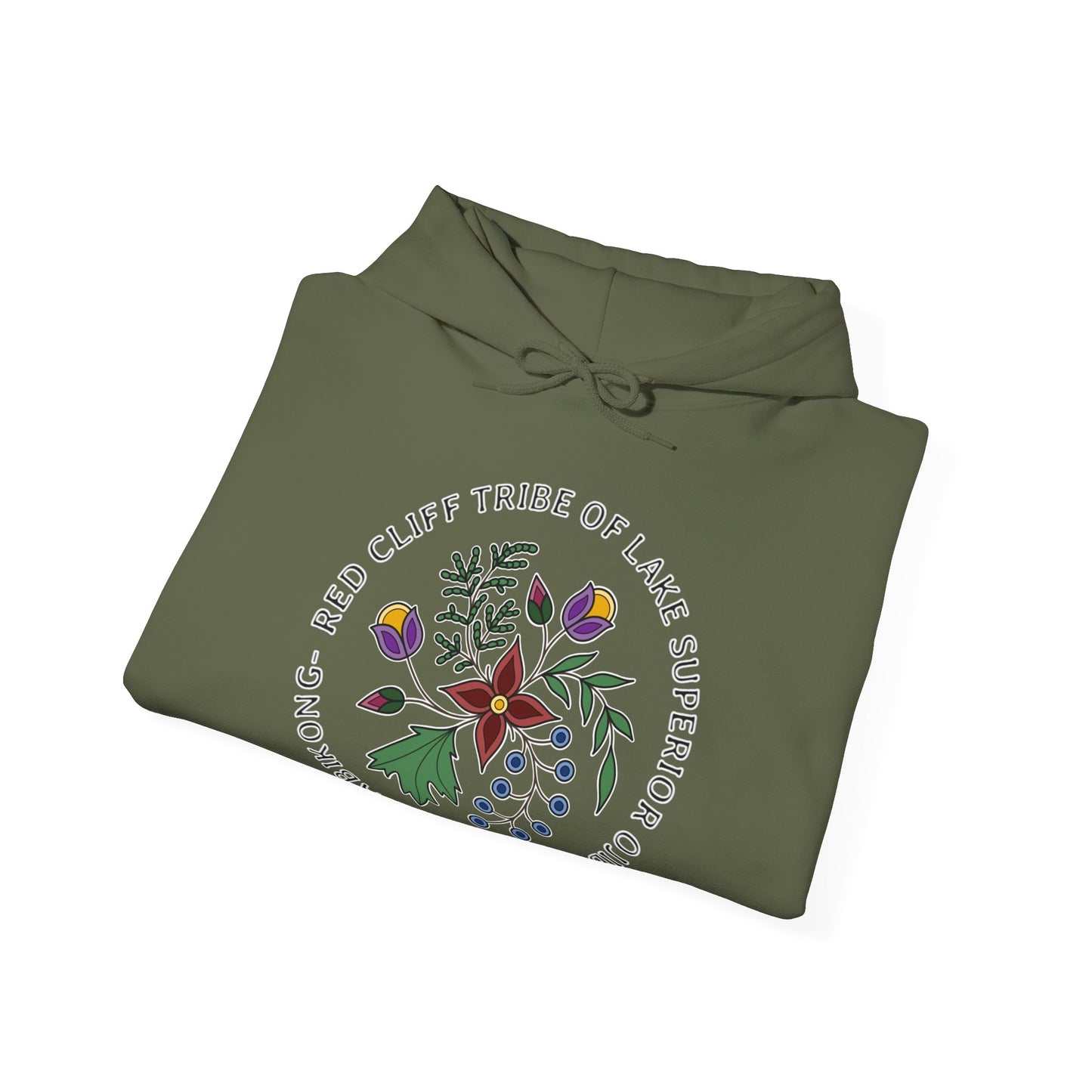 Red Cliff Tribe of Lake Superior Ojibwe Floral Design - Unisex Heavy Blend™ Hooded Sweatshirt