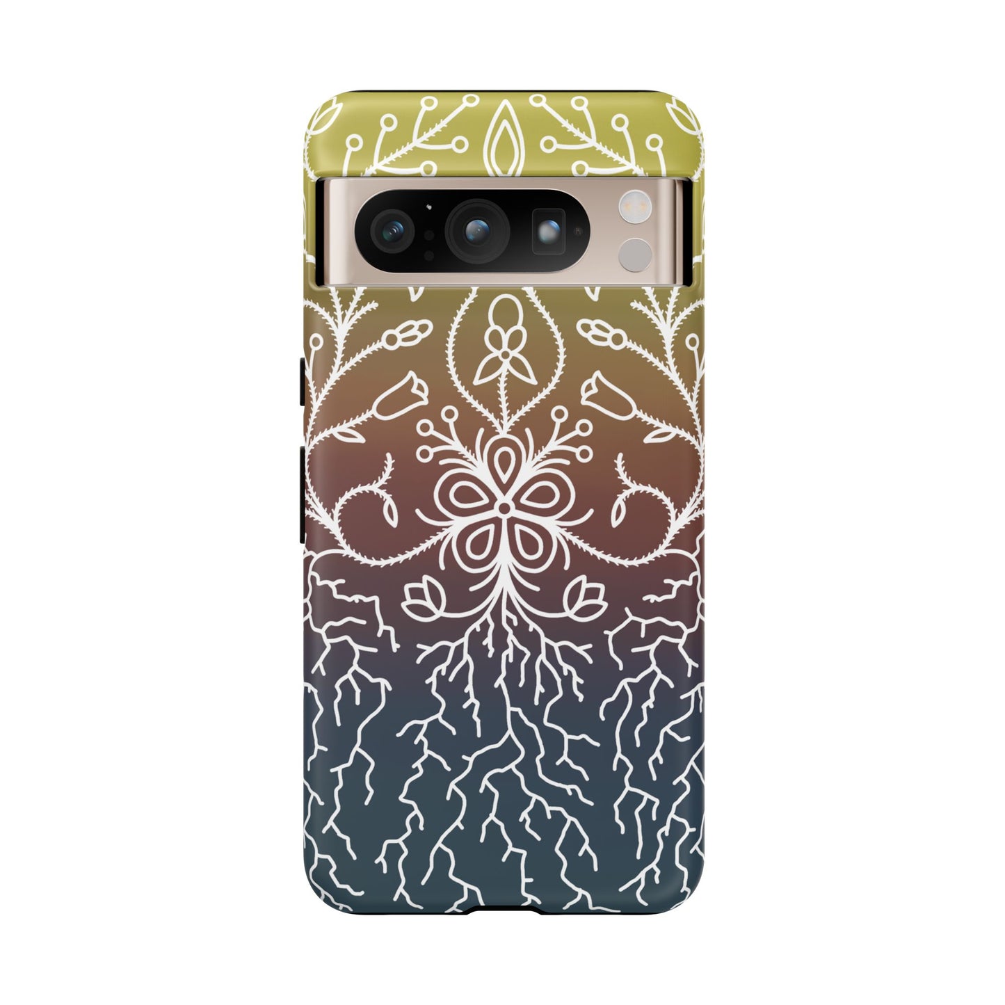 Sunset Ojibwe Floral Print Tough Phone Cases - Black