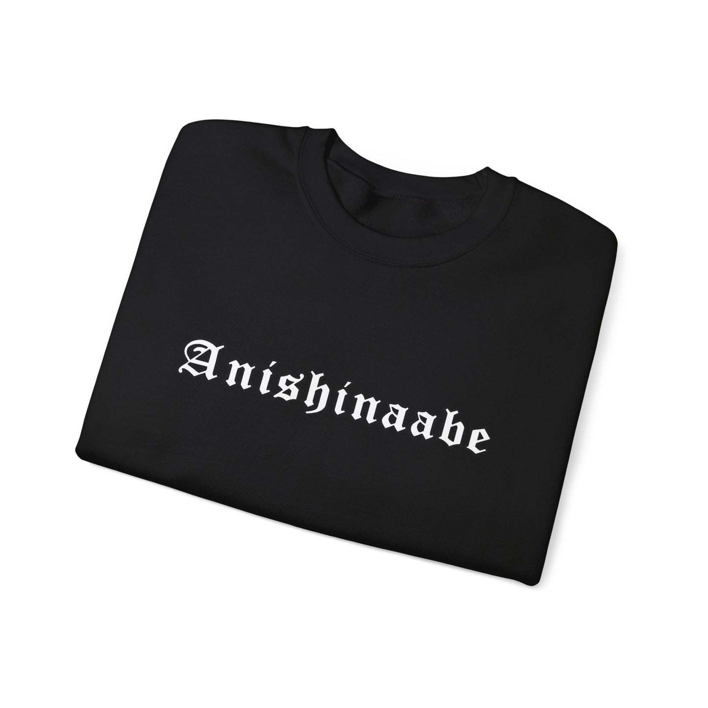 Anishinaabe Old English Text Design - Unisex Gildan Heavy Blend™ Crewneck Sweatshirt