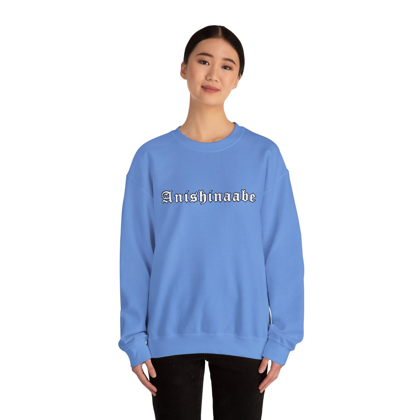 Anishinaabe Old English Text Design - Unisex Gildan Heavy Blend™ Crewneck Sweatshirt