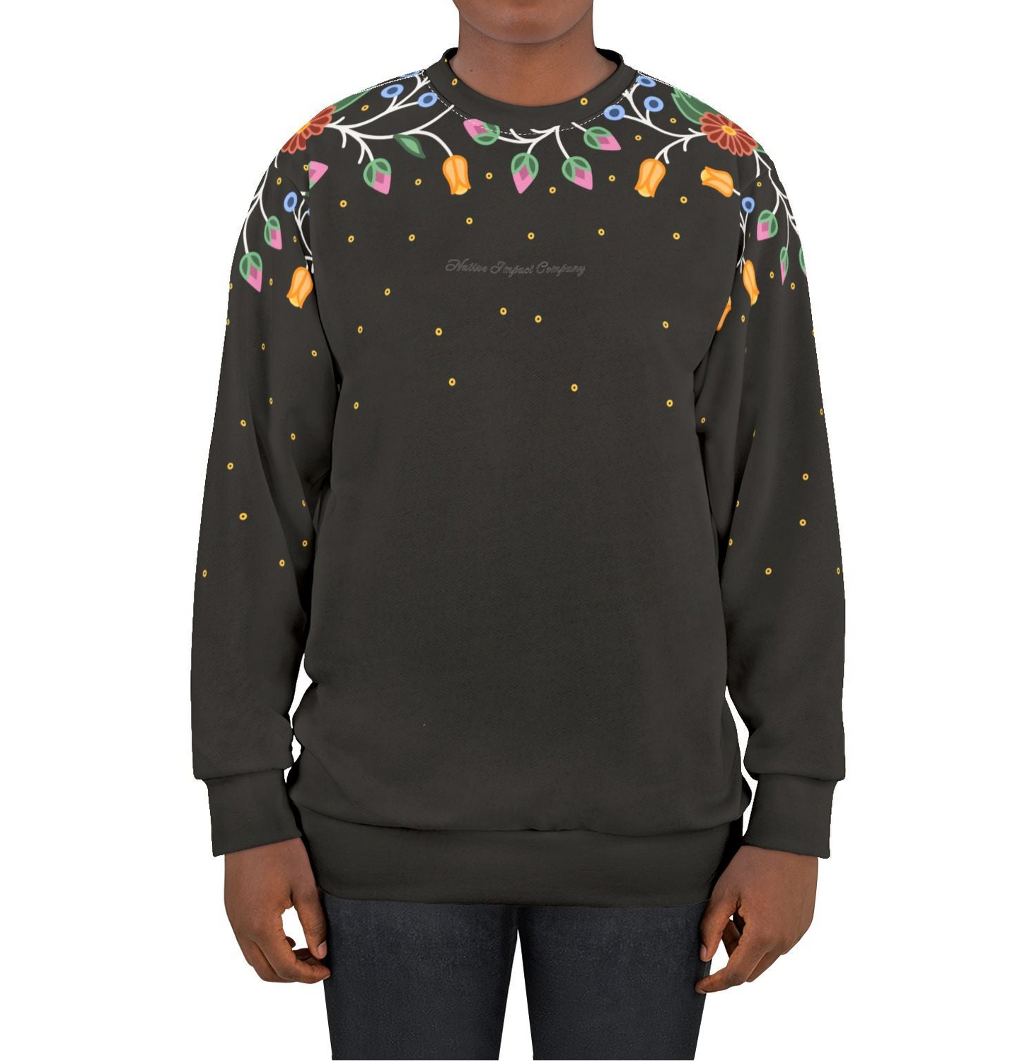 Woodland Floral and Sequins Design - Sleeve and Chest - Unisex Sweatshirt - 3 Color Options