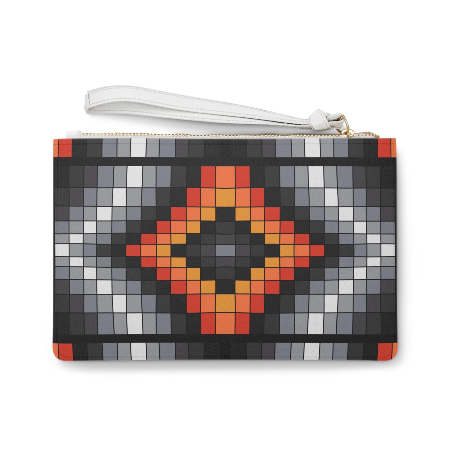 Geometric Clutch Bag - Black & Fire Colors