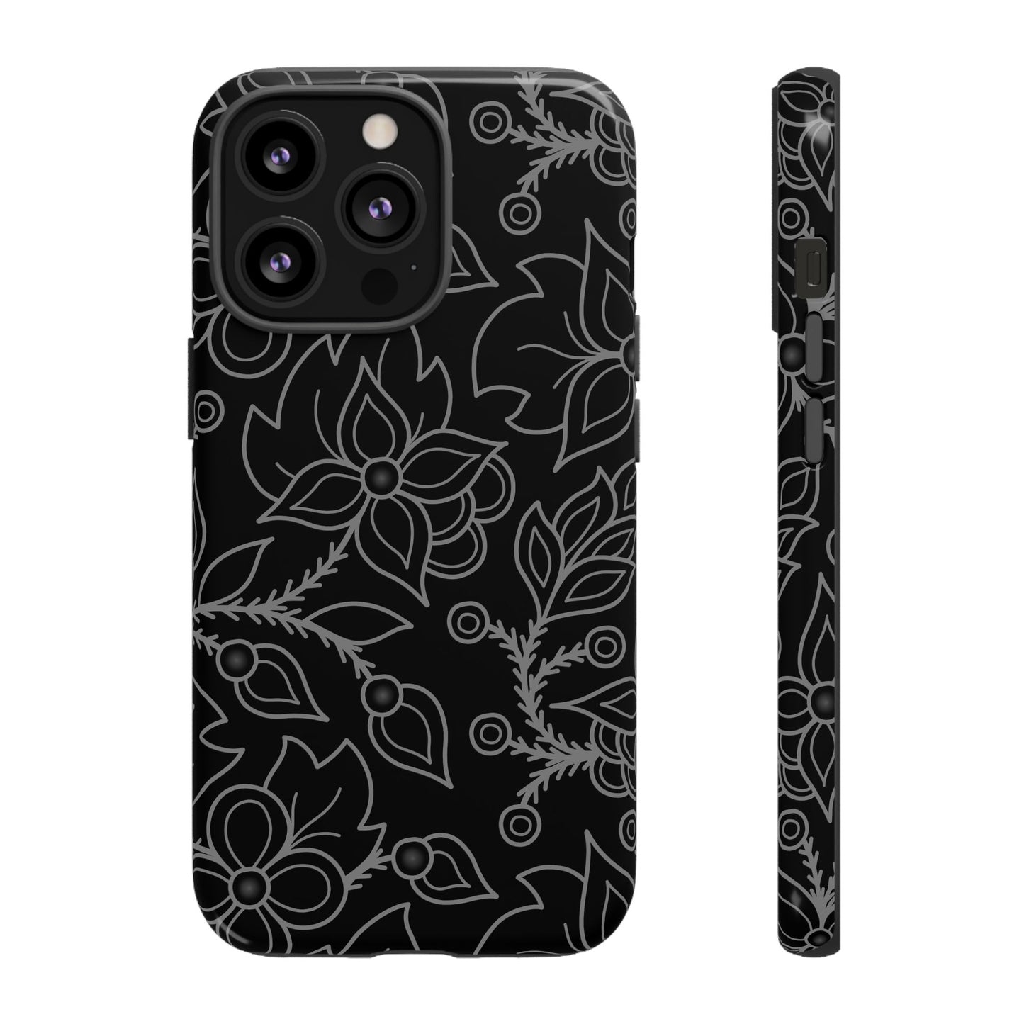 Woodland Ojibwe Floral All-Over-Print Design - Tough Phone Cases - White