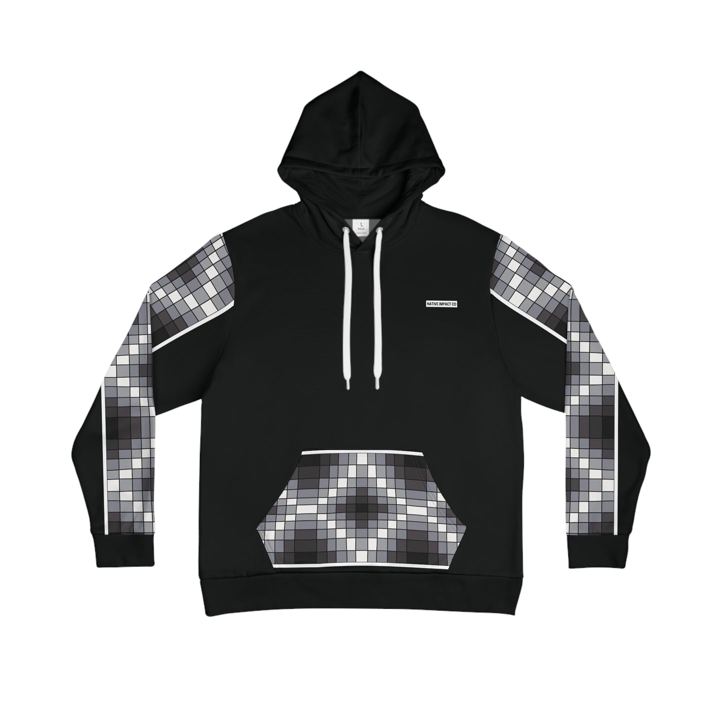 Geometric Sleeve Design - Black, Gray, White Unisex Hoodie