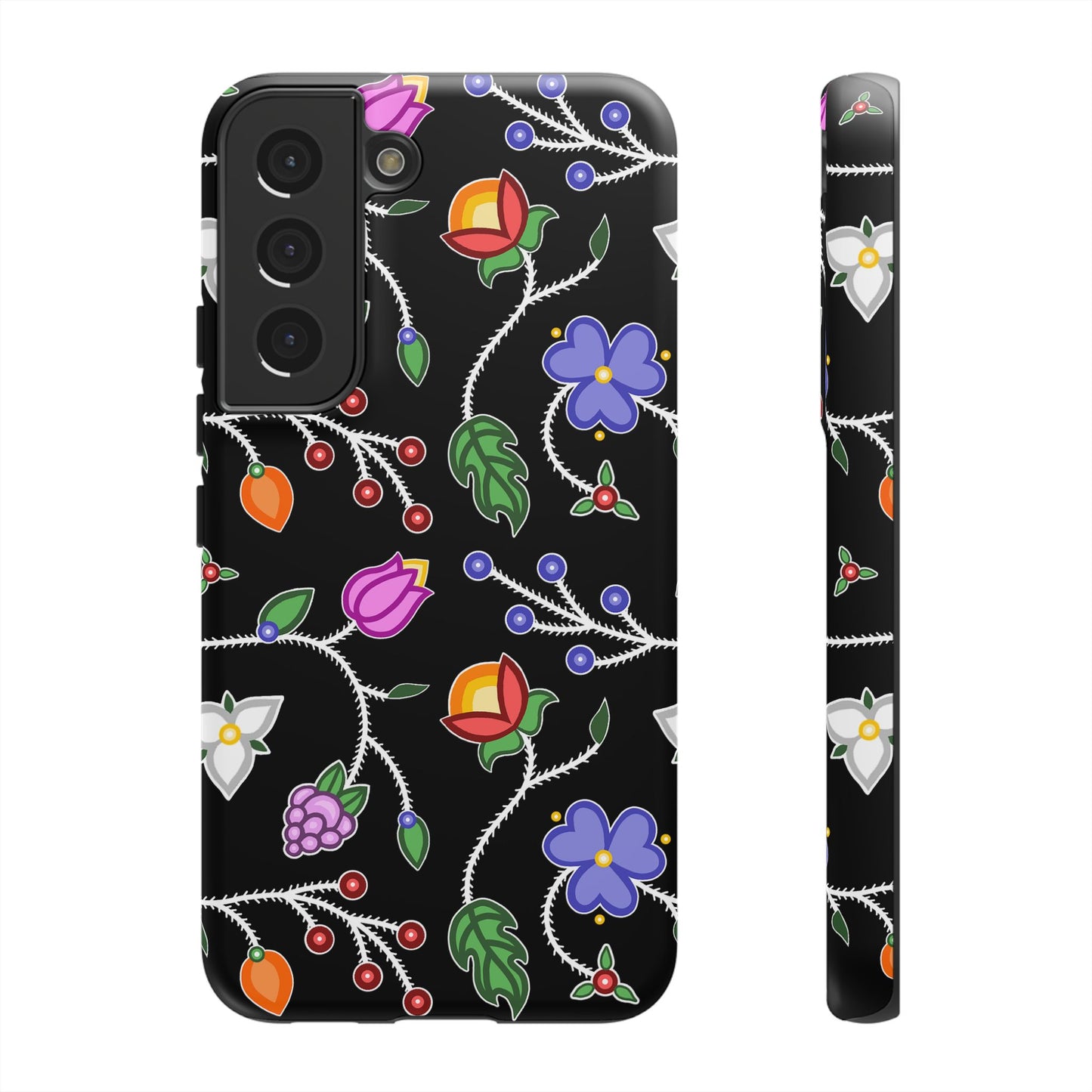 Ojibwe Floral Tough Phone Cases - Black