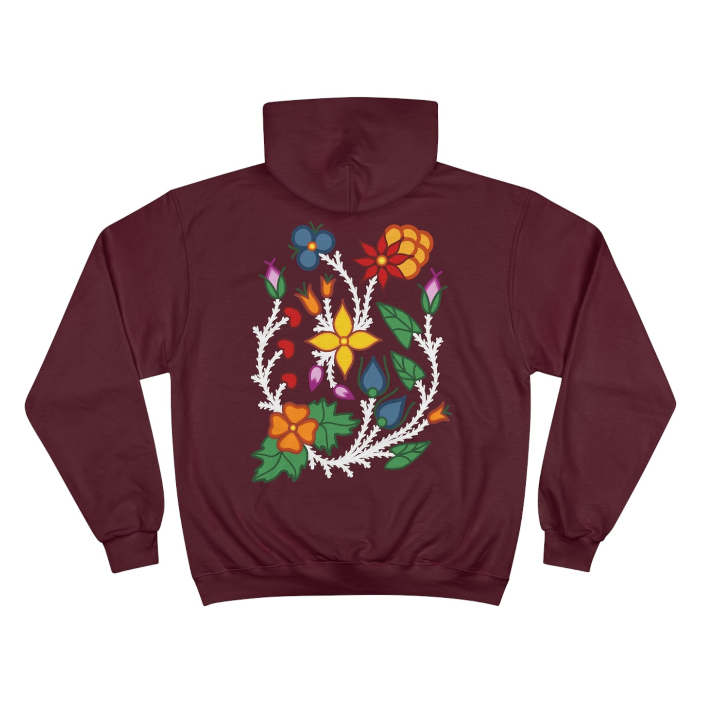 Woodland Ojibwe Floral Colorful Options - Unisex Champion Hoodie