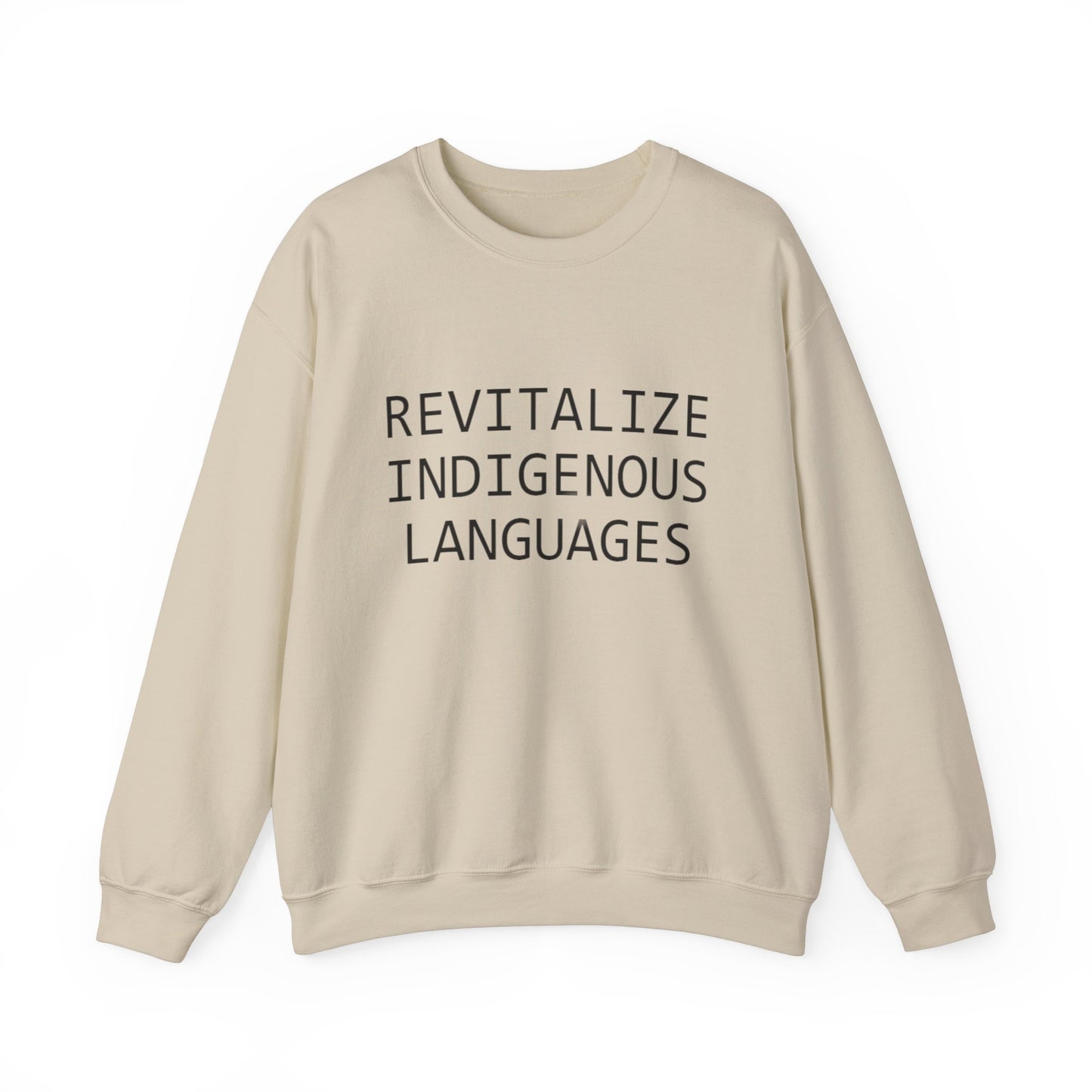 Revitalize Indigenous Languages Text Design - Unisex Gildan Heavy Blend™ Crewneck Sweatshirt