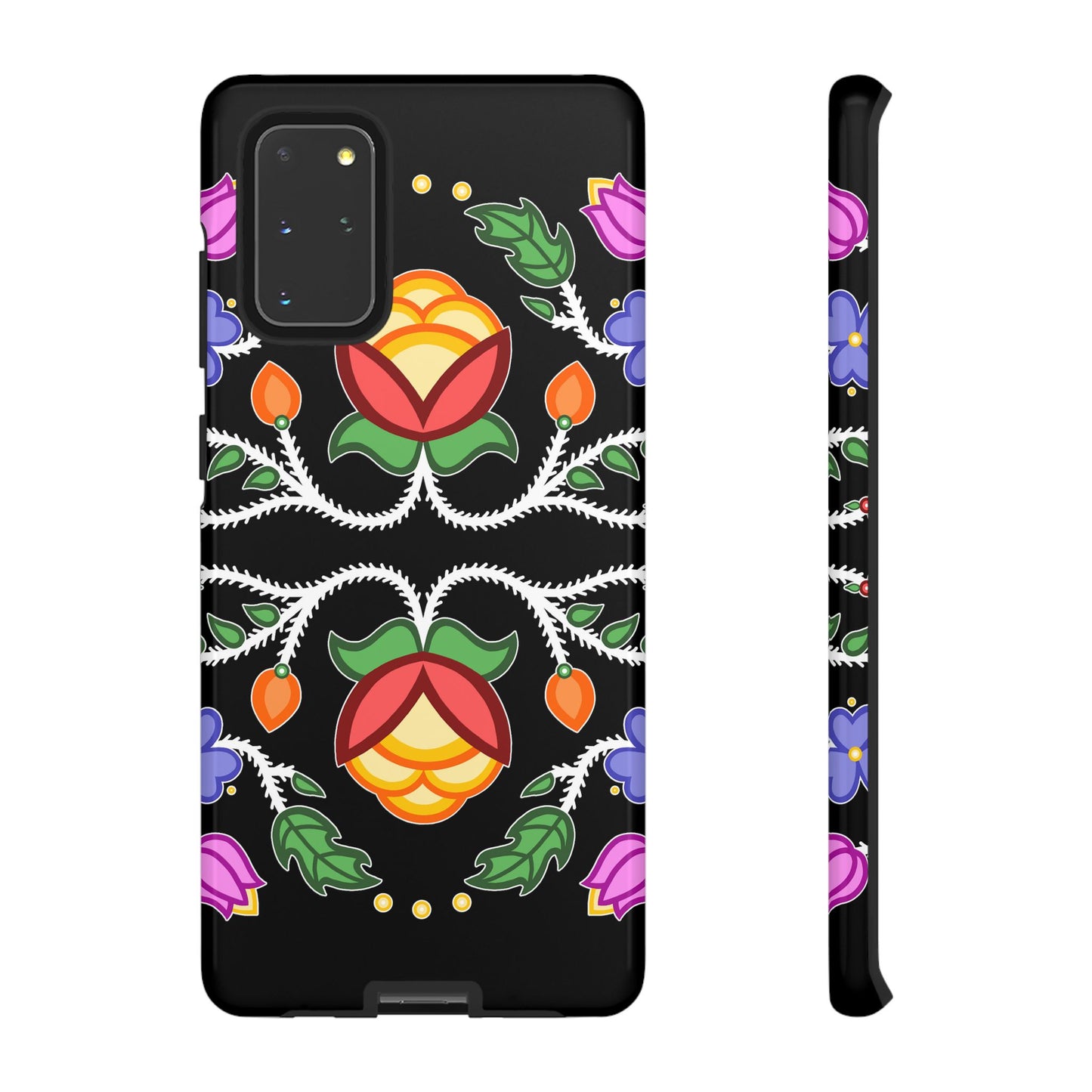 Tulip Design - Ojibwe Floral Tough Phone Cases - Black