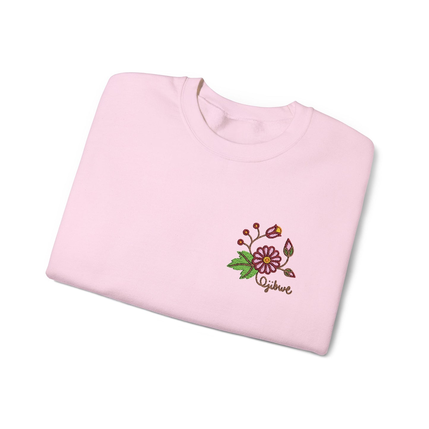 Ojibwe Pride Woodland Floral Embroidery Design - Unisex Gildan Heavy Blend™ Crewneck Sweatshirt