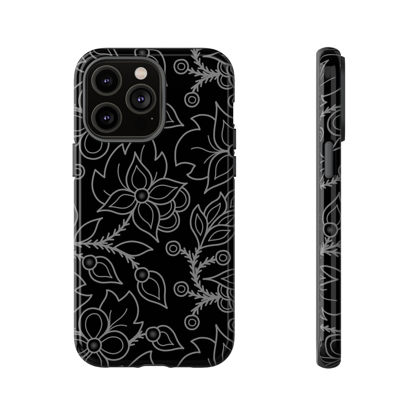 Woodland Ojibwe Floral All-Over-Print Design - Tough Phone Cases - White