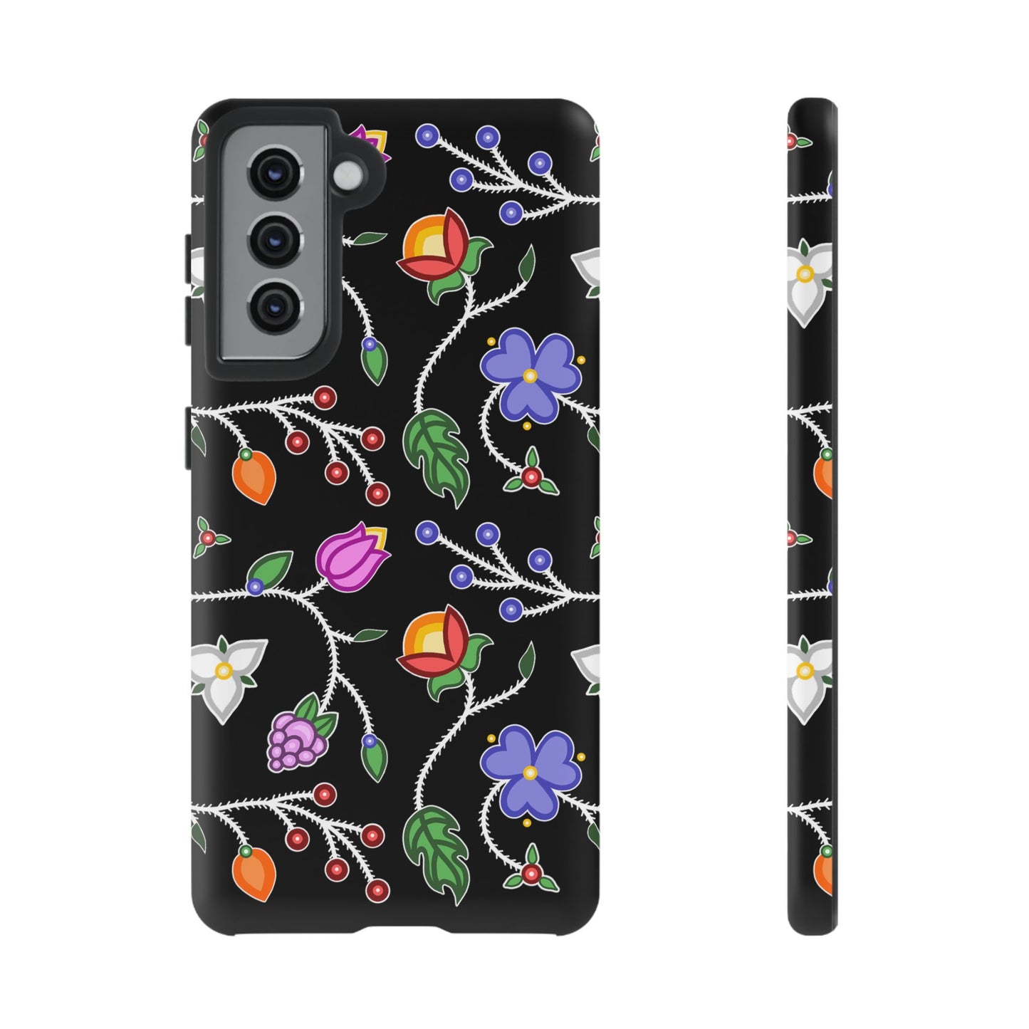 Ojibwe Floral Tough Phone Cases - Black