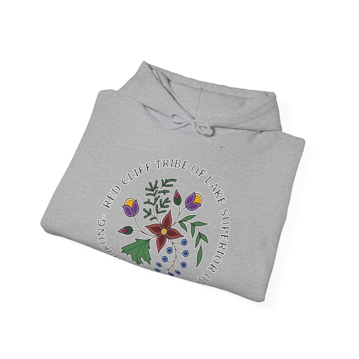 Red Cliff Tribe of Lake Superior Ojibwe Floral Design - Unisex Heavy Blend™ Hooded Sweatshirt