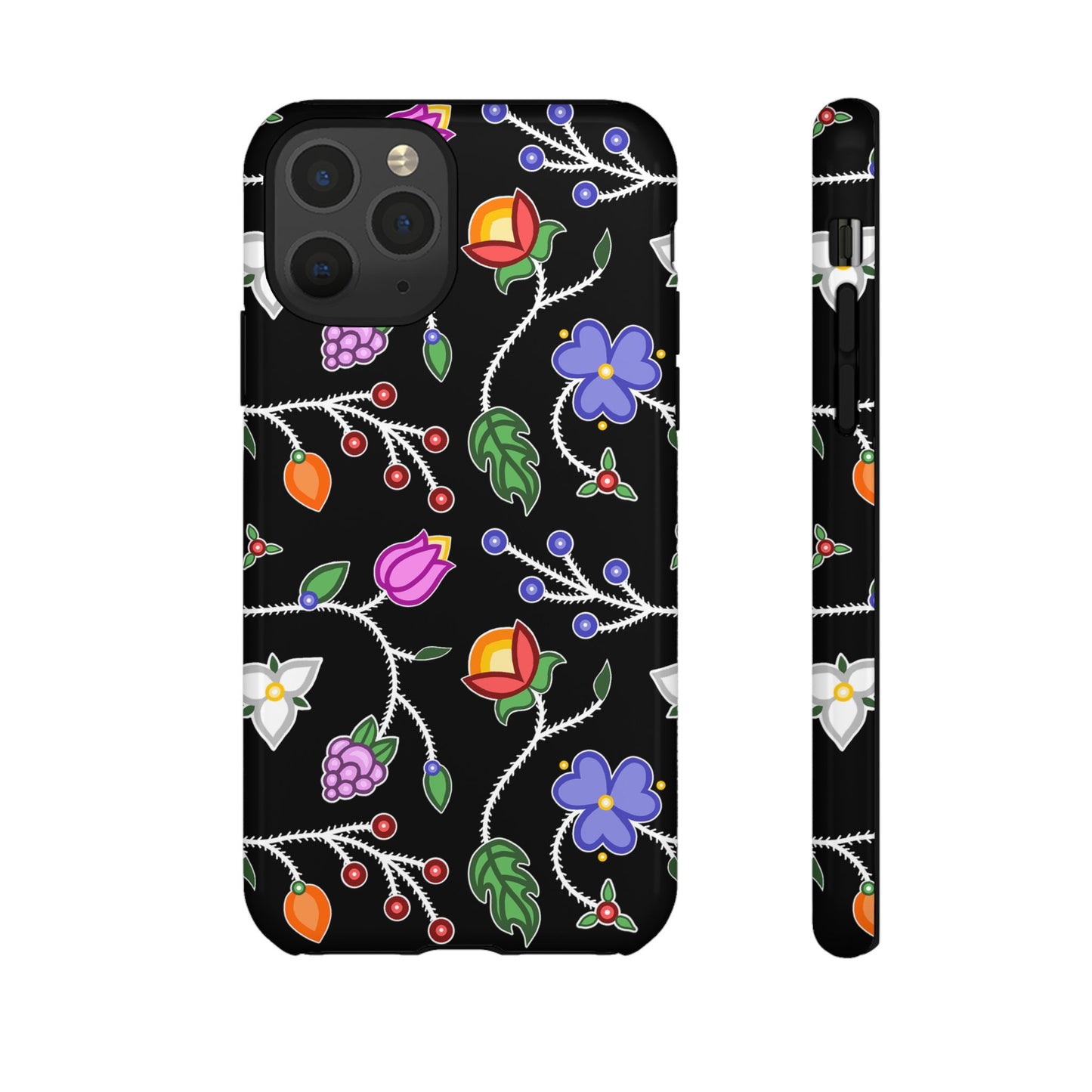 Ojibwe Floral Tough Phone Cases - Black