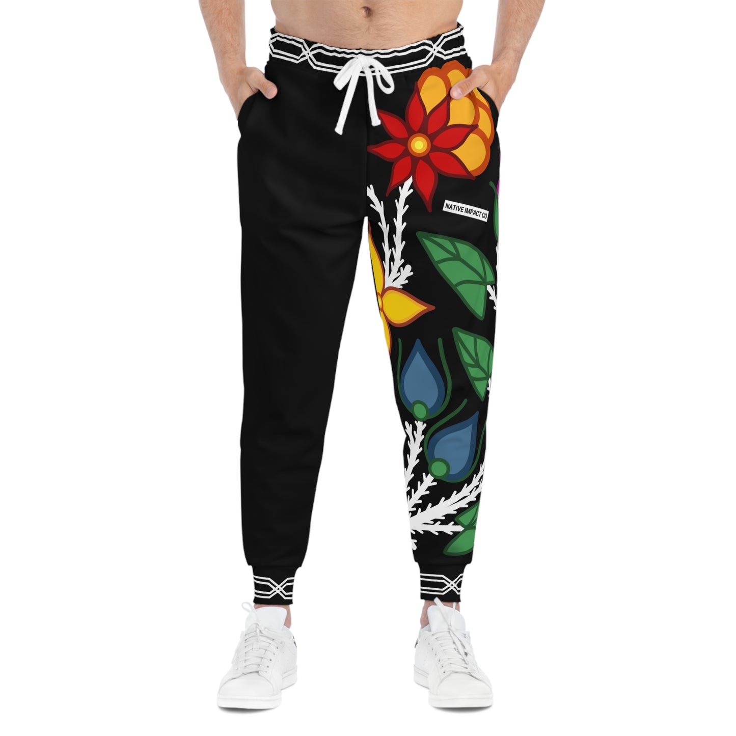 Dagwaagin (Fall) Inspired Ojibwe Woodland Floral Panel - Unisex Athletic Joggers - Otter Track Design