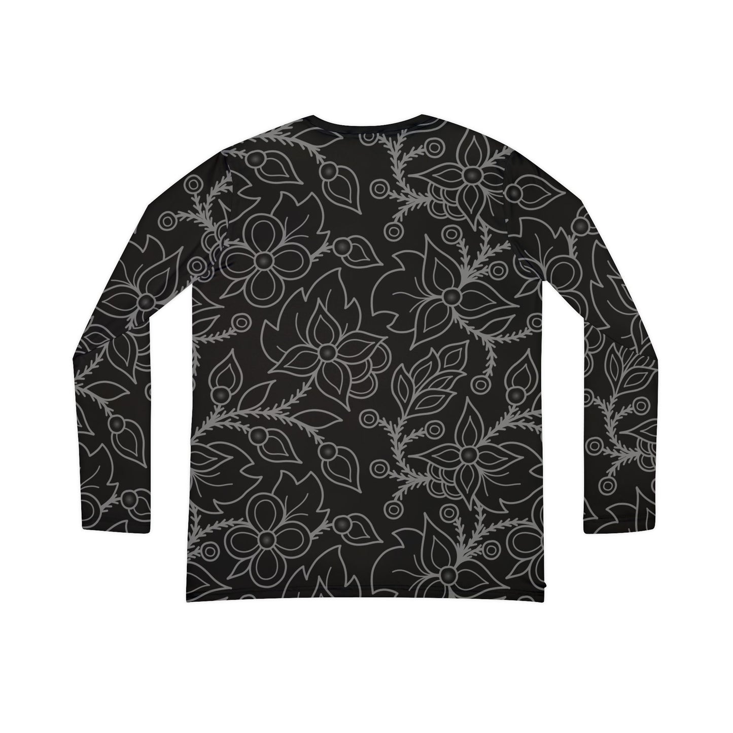 Woodland Ojibwe Floral All-Over-Print Design - Women's Long Sleeve V-neck Shirt - Black