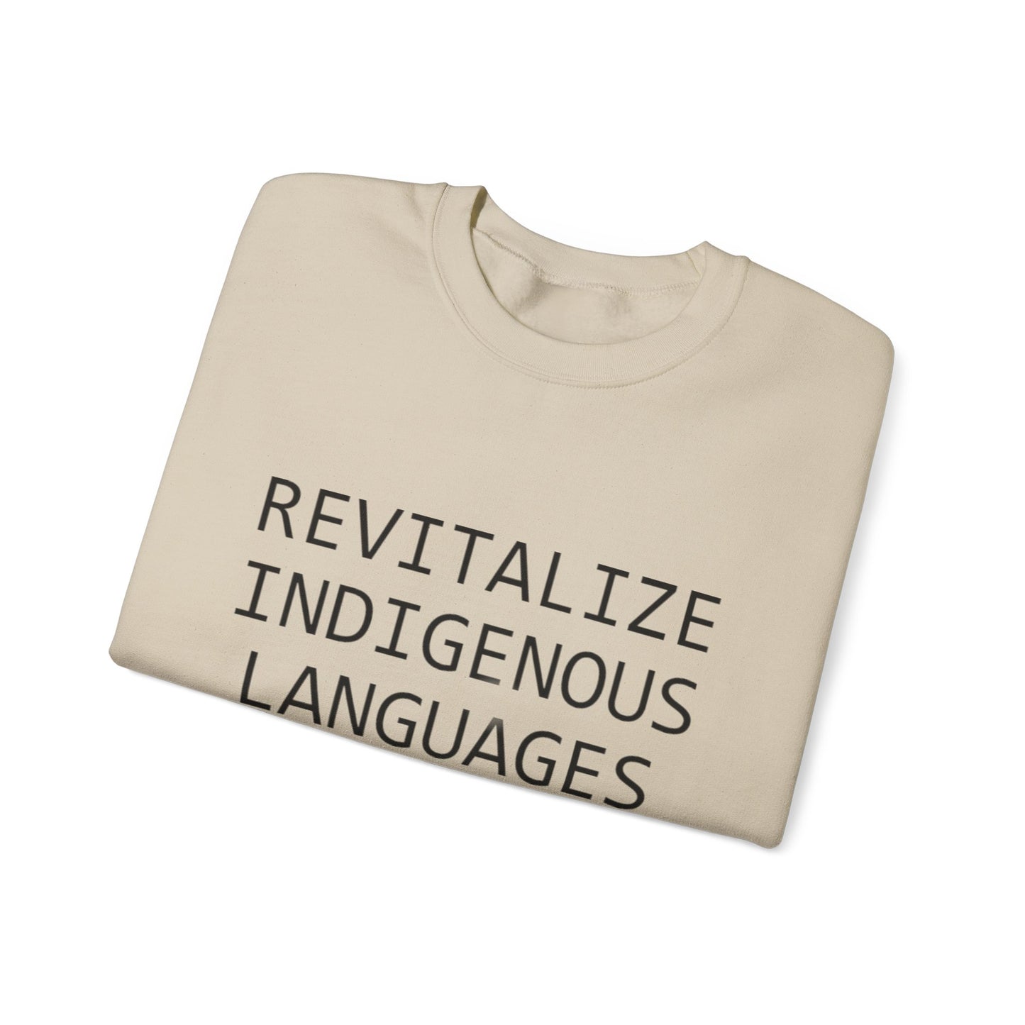 Revitalize Indigenous Languages Text Design - Unisex Gildan Heavy Blend™ Crewneck Sweatshirt