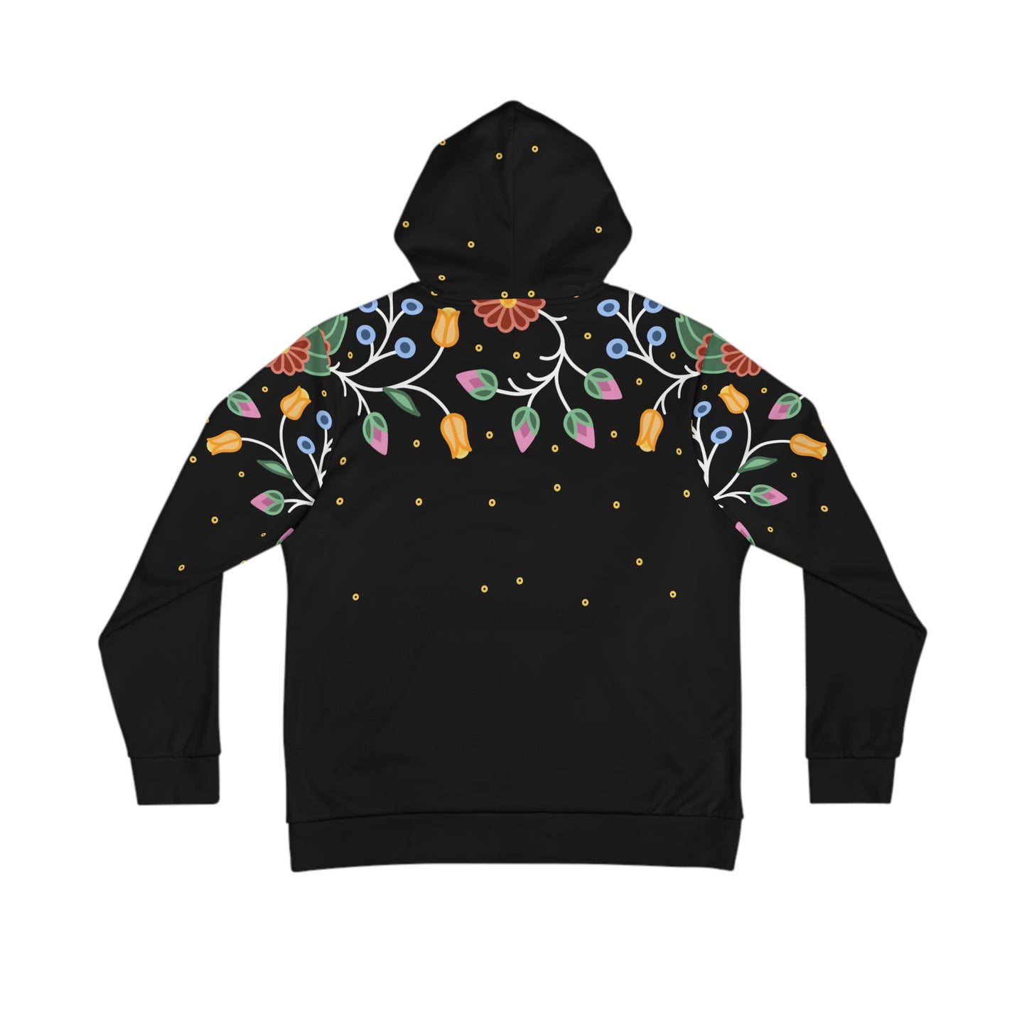 Traditional Style Ojibwe Florals & Sequins - All-Over-Print Hoodie - Black