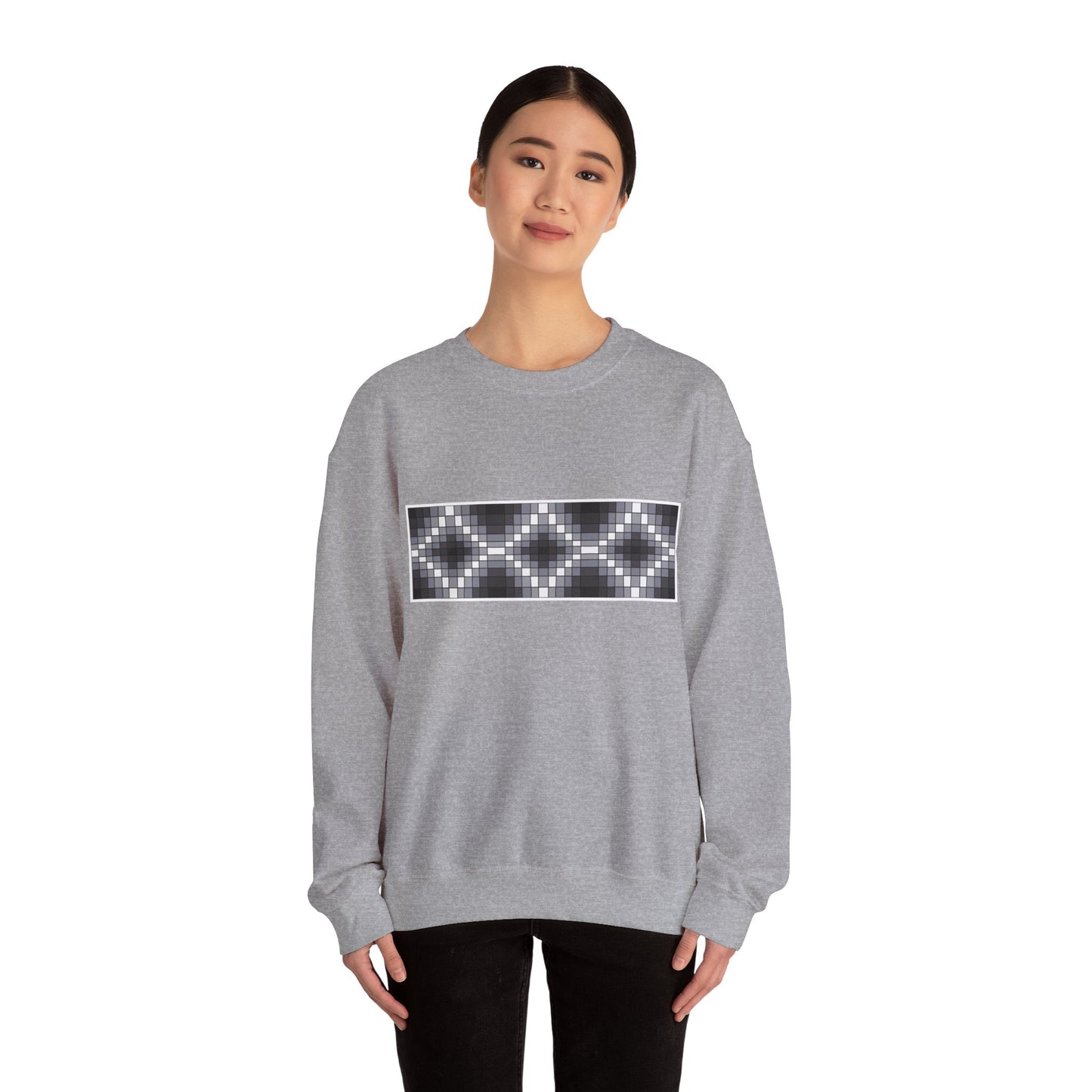 Geometric Design - Black & Gray Design - Unisex Gildan Heavy Blend™ Crewneck Sweatshirt