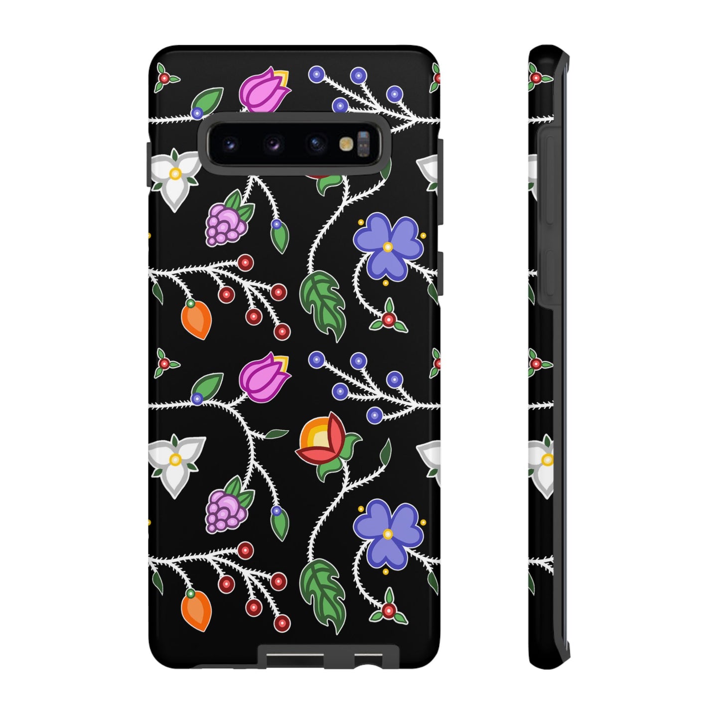 Ojibwe Floral Tough Phone Cases - Black