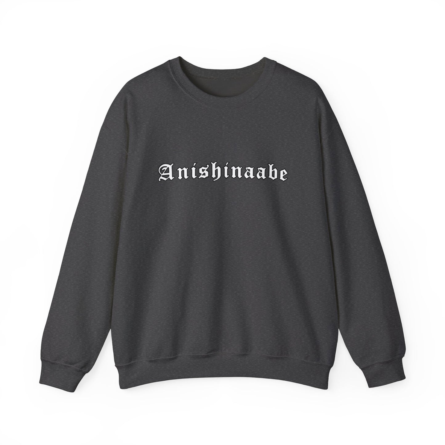 Anishinaabe Old English Text Design - Unisex Gildan Heavy Blend™ Crewneck Sweatshirt